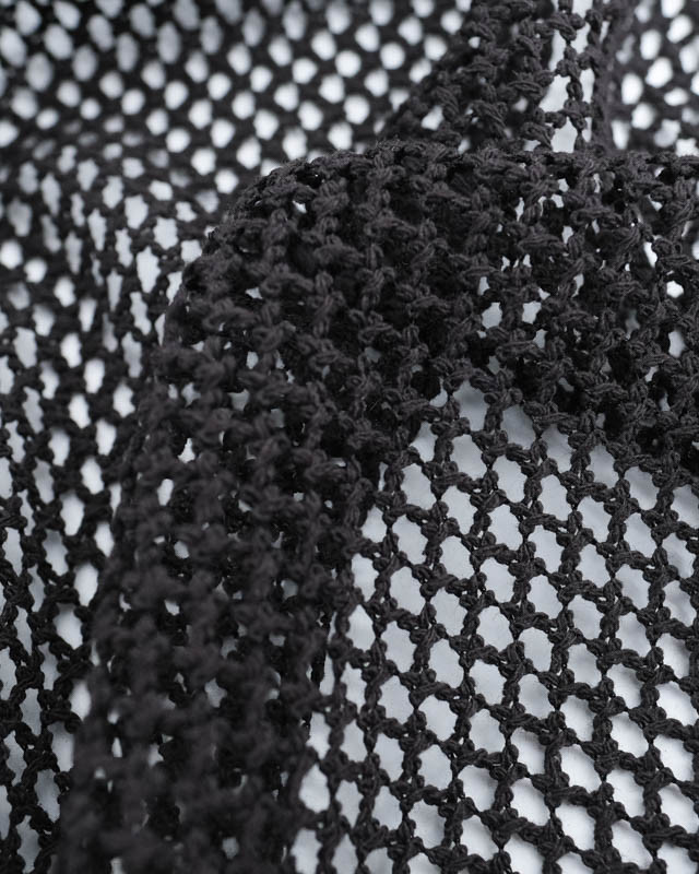 Tissu  Maille Crochet Noir- Mercerine