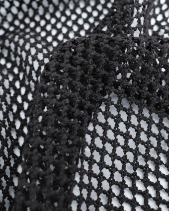 Tissu  Maille Crochet Noir- Mercerine