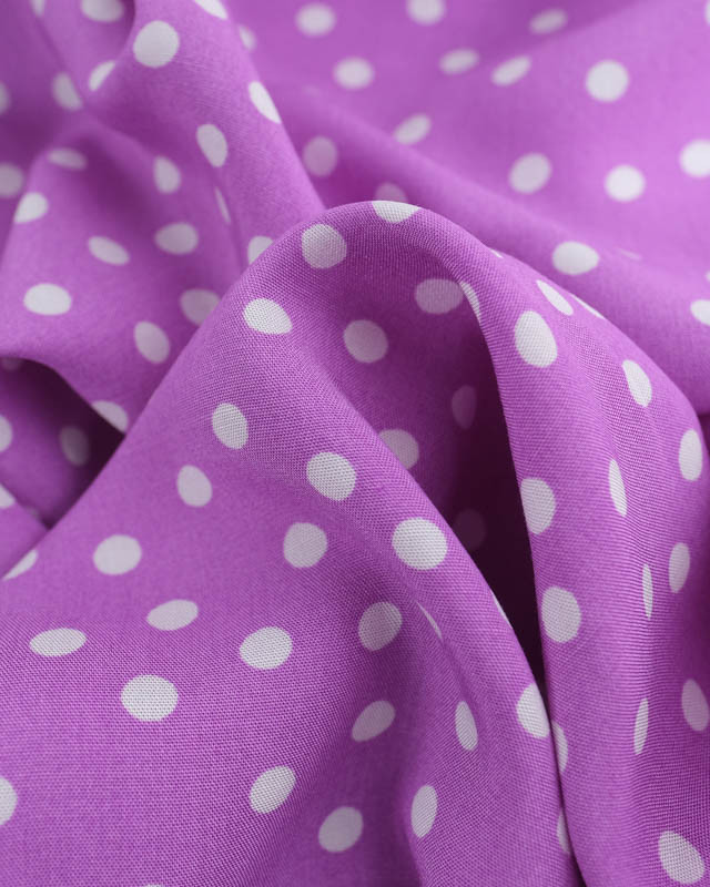 Viscose Mauve à Pois Oeko-Tex - Mercerine