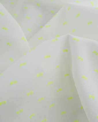 Tissu Voile de Coton Blanc Plumetis  Jaune Fluo Oeko-Tex - Mercerine