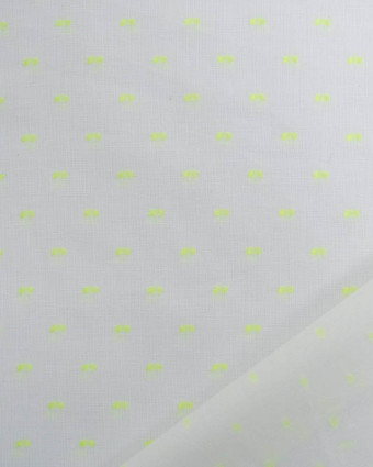 Tissu Voile de Coton Blanc Plumetis  Jaune Fluo Oeko-Tex - Mercerine