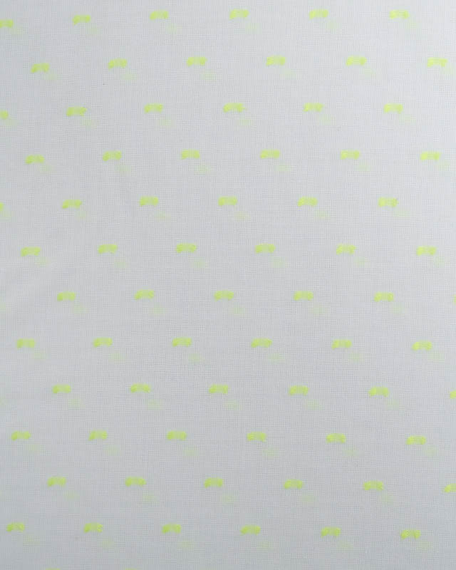 Tissu Voile de Coton Blanc Plumetis  Jaune Fluo Oeko-Tex - Mercerine