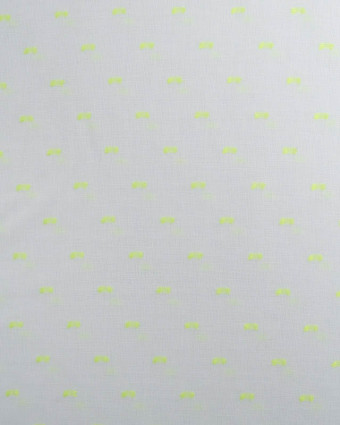 Tissu Voile de Coton Blanc Plumetis  Jaune Fluo Oeko-Tex - Mercerine