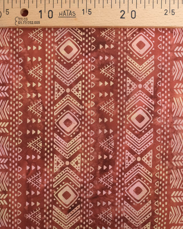 Tissu Coton Batik Motif Ethnique Terracotta - Mercerine