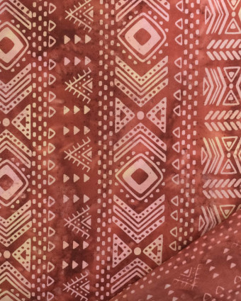 Tissu Coton Batik Motif Ethnique Terracotta - Mercerine