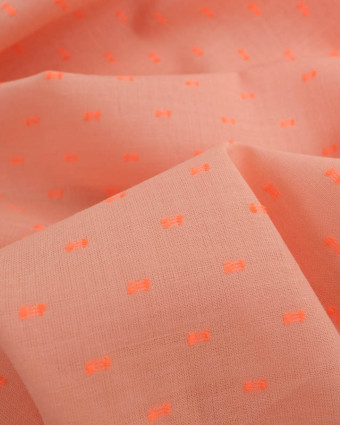 Tissu Voile de Coton Plumetis Orange Fluo Oeko-Tex - Mercerine