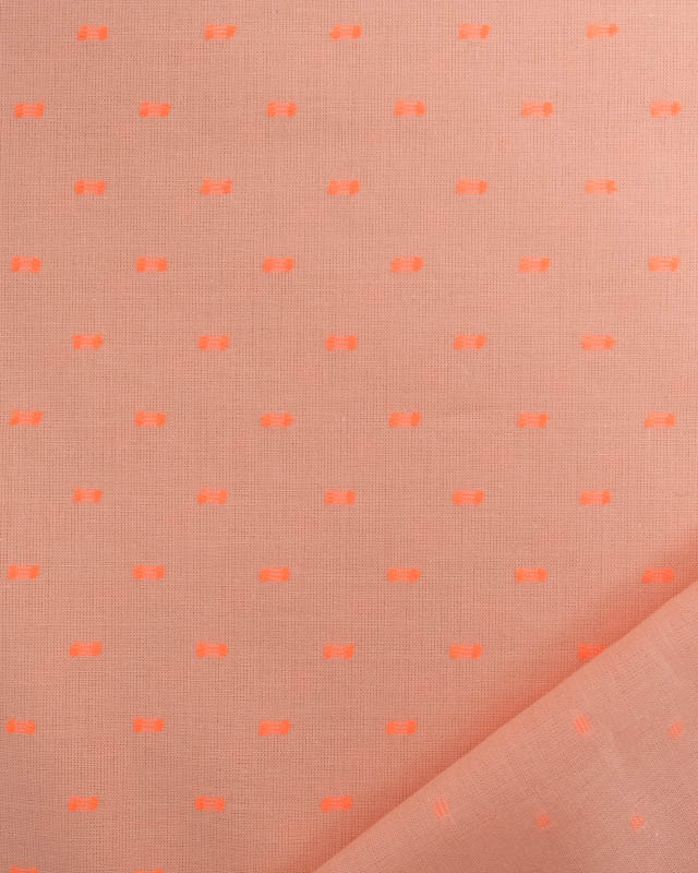 Tissu Voile de Coton Plumetis Orange Fluo Oeko-Tex - Mercerine