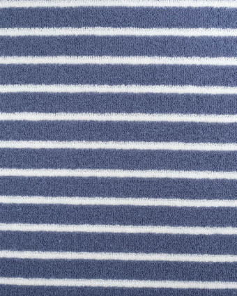 Tissu Jersey Velours Eponge Bleu à Rayures- Mercerine