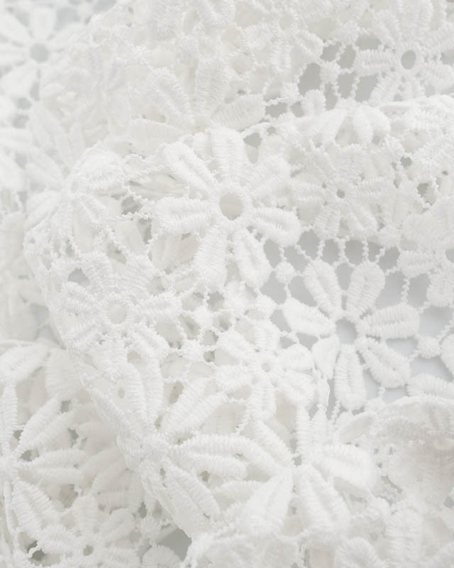 Tissu Dentelle Crochet Blanche Fleur -Mercerine