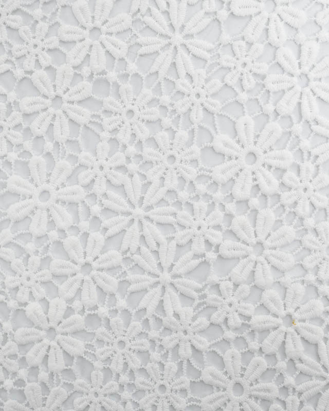 Tissu Dentelle Crochet Blanche Fleur -Mercerine