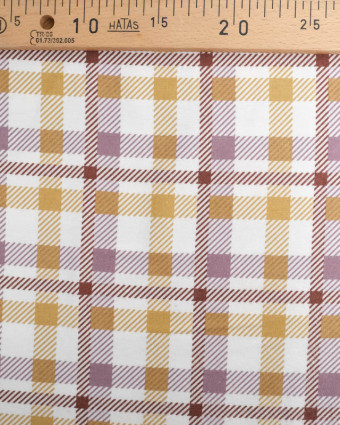 Coton Gratté Carreaux Mauve et Ocre - Poppy Design - Mercerine