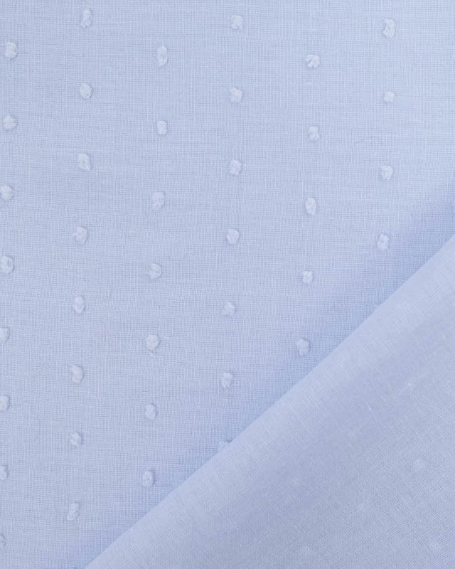 Tissu Voile de Coton Plumetis Bleu- Oeko-Tex - Mercerine