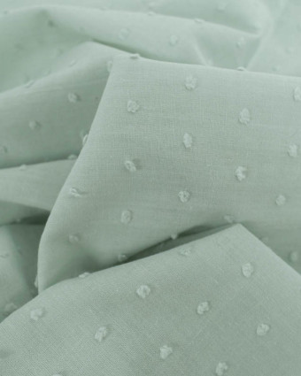 Tissu Voile de Coton Plumetis Vert de Gris- Oeko-Tex - Mercerine