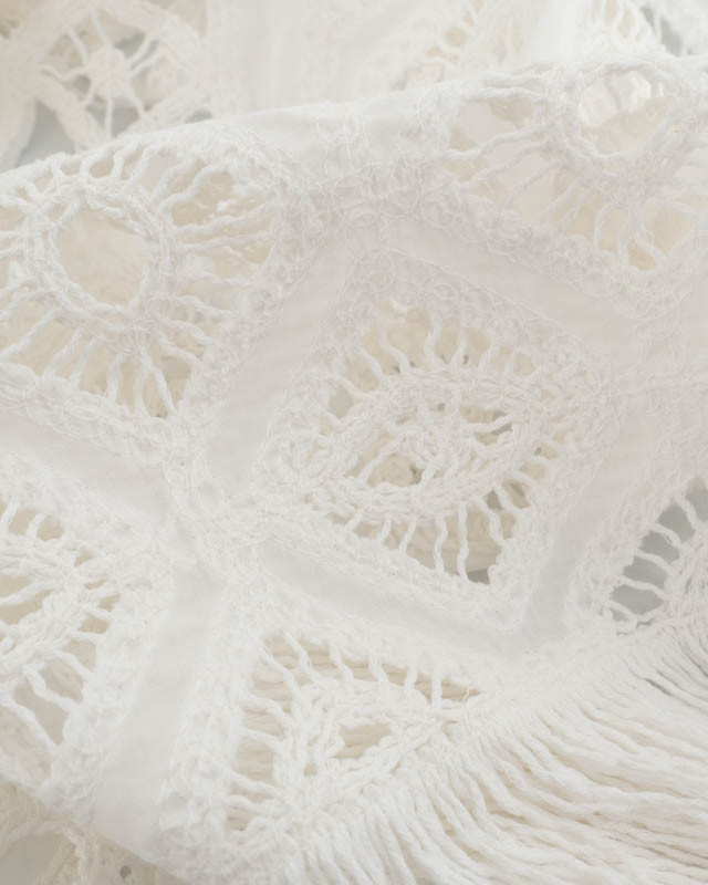 Tissus au mètre : Crochet Coton Ecru Joli Motif Frange - Mercerine