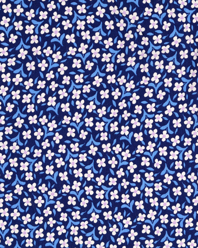 Crêpe De Viscose Petites Fleurs Bleu Marine - Mercerine