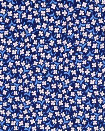 Crêpe De Viscose Petites Fleurs Bleu Marine - Mercerine