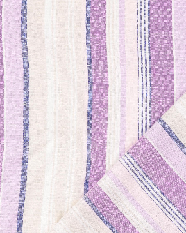 Lin Viscose Rayé Mauve