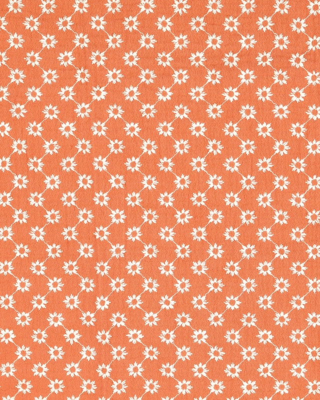 Tissu Double Gaze Brodée Petite Fleur Terracotta - Mercerine