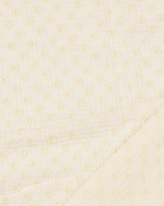 Tissu Double Gaze Brodée Petite Fleur Écrue - Mercerine