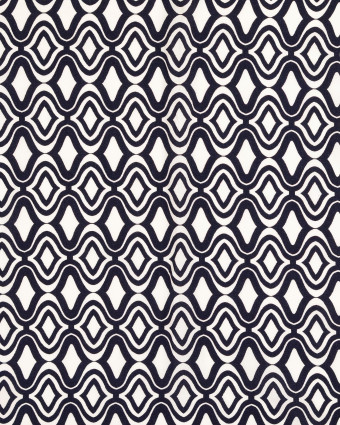 Tissu Popeline De Viscose Bleu Marine Motif Seventies - Mercerine