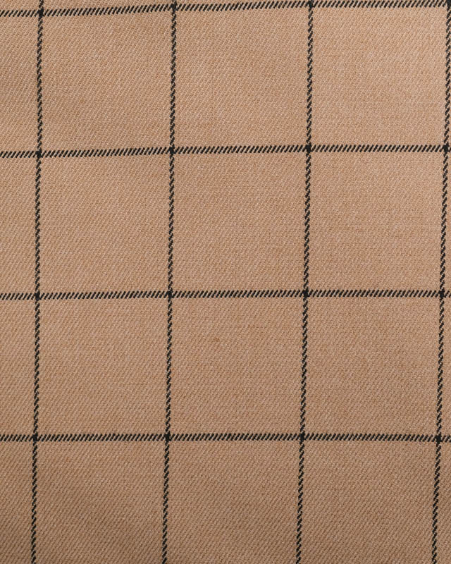 Tissu à carreaux beige marron  - Mercerine