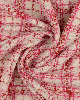 Tissu Tweed Carreaux Rose - Mercerine