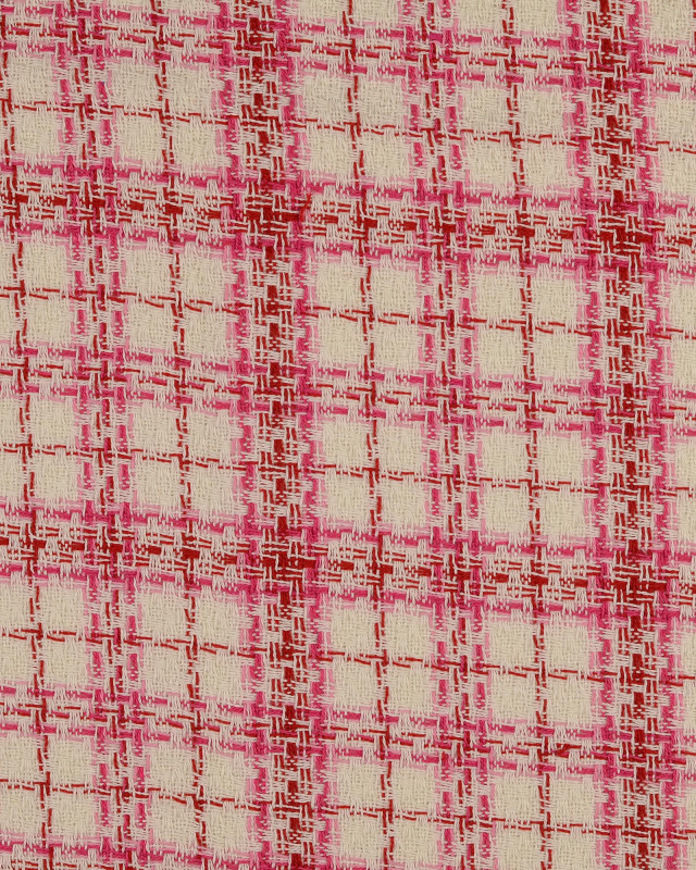 Tissu Tweed Carreaux Rose - Mercerine