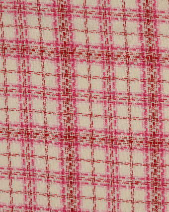 Tissu Tweed Carreaux Rose - Mercerine