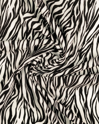 Popeline De Viscose Zebre Noir Fond Écru - Mercerine