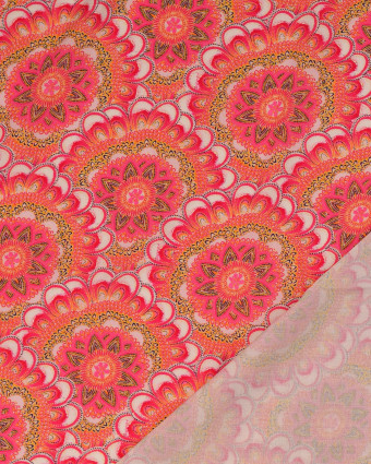 Tissu Viscose Digital Rose Motif Mandala - Mercerine