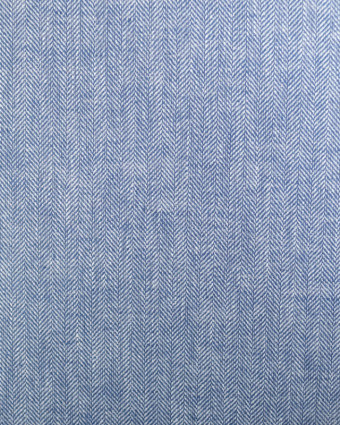 Tissu Lin Viscose Chevrons Bleu - Mercerine