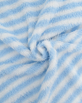 Tissu Eponge Bicolore Fines Rayures Ecru et Bleu - Mercerine