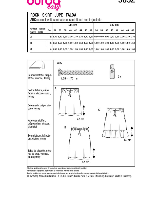 Patron Jupe Burda 5832 - Patrons couture - Mercerine