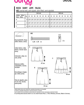 Patron Jupe Burda 5832 - Patrons couture - Mercerine