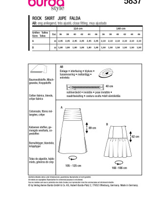 Patron Jupe Burda 5837 - Patrons couture - Mercerine