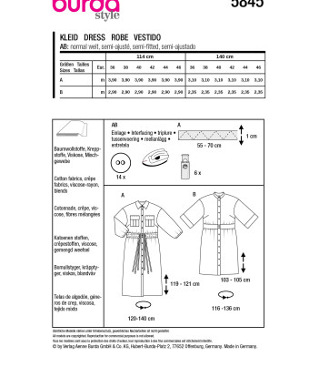 Patron Robe Burda 5845 - Patrons couture - Mercerine