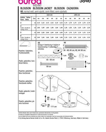 Patron Blouson Burda 5846 - Patrons couture - Mercerine