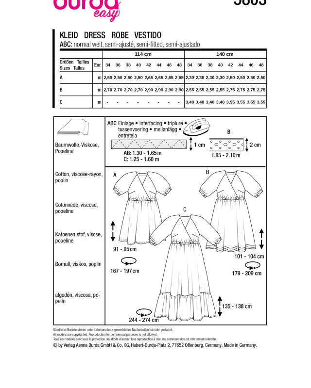 Patron Robe Burda 5803 - Patrons couture - Mercerine