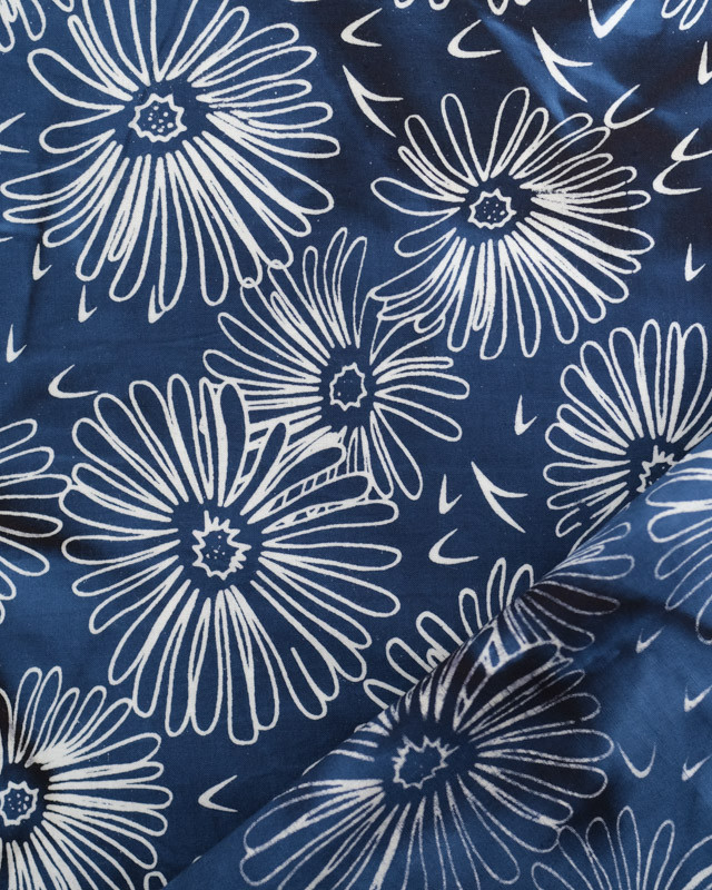 Coton Batik Marine Marguerite - Mercerine