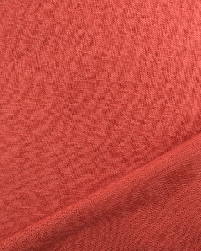 Tissu 100% lin lavé : couleur Terracotta OekoTex - Mercerine