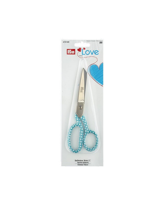 Ciseaux Tissus Bleu à Pois - 18cm - Prym - Mercerine