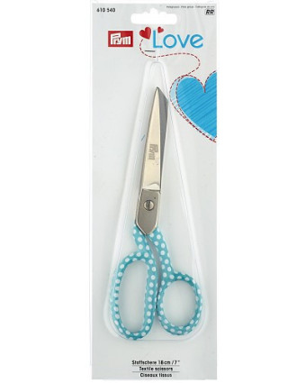 Ciseaux Tissus Bleu à Pois - 18cm - Prym - Mercerine