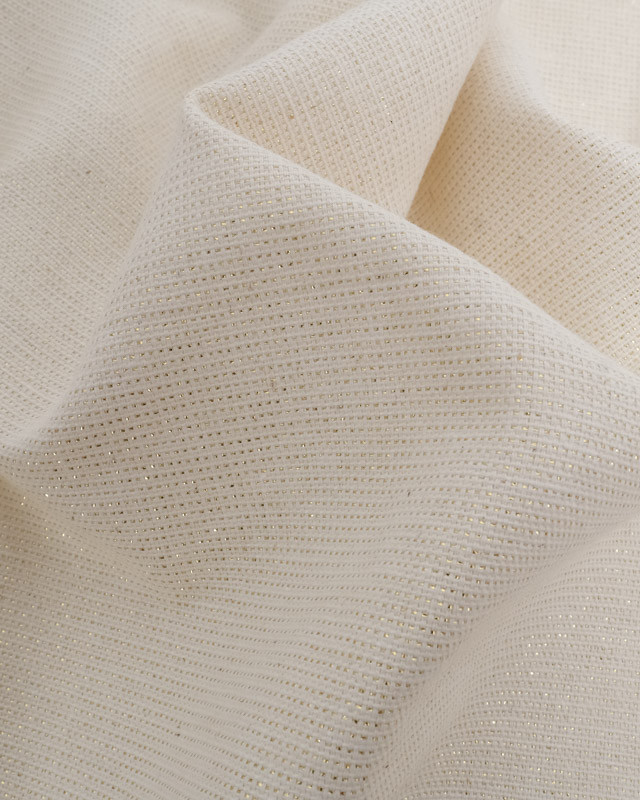 Tissus au mètre : Tissu Effet Lin Lurex 280Cm Oekotex Blanc Or   - Mercerine