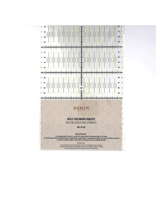 Règle Patchwork Robuste 16x60cm - Bohin - Mercerine