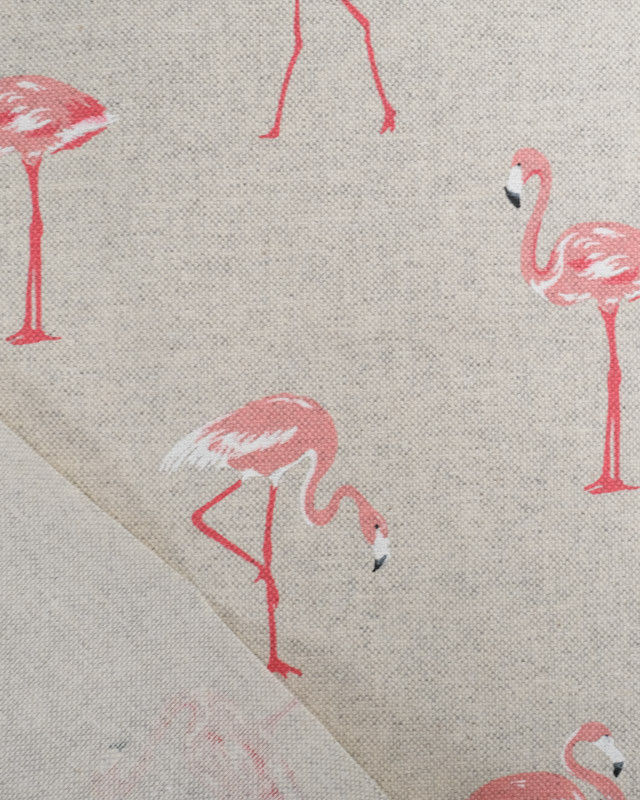 Tissu Effet Lin Flamant Rose - Mercerine