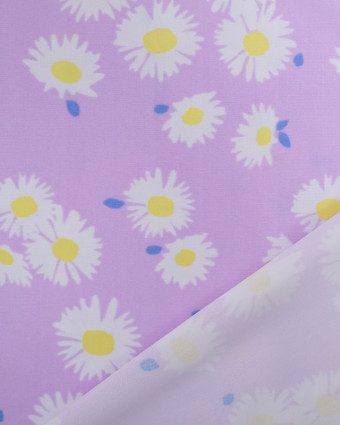 Tissu lycra Marguerite Fond Lilas - Tissus en ligne - Mercerine