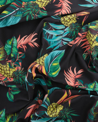 Tissu Lycra Ananas Fond Noir - Mercerine