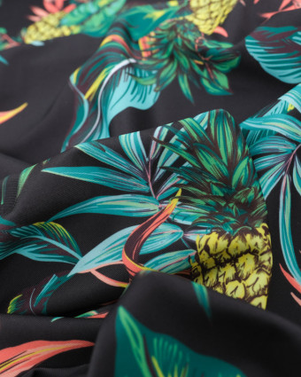 Tissu Lycra Ananas Fond Noir -  Mercerine