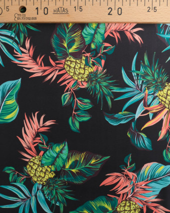 Tissu Lycra Ananas Fond Noir -  Mercerine