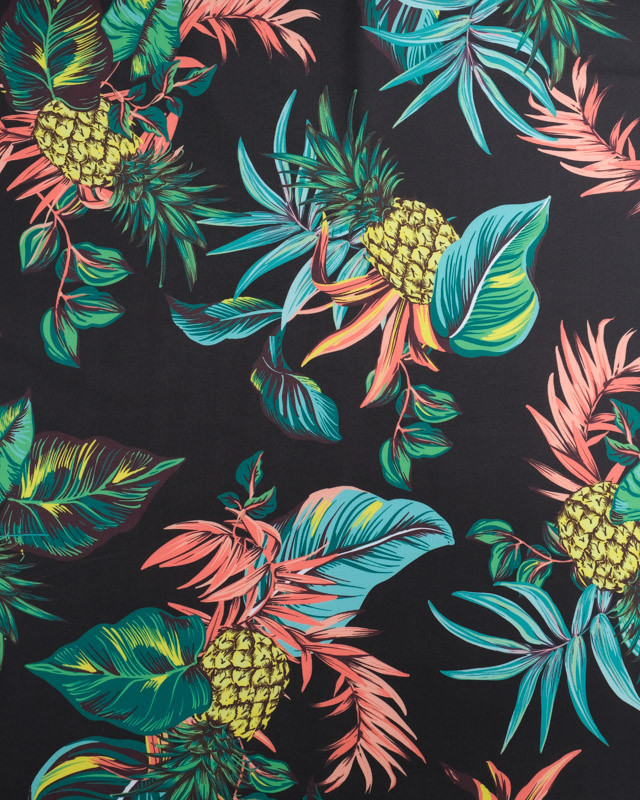 Tissu Lycra Ananas Fond Noir -  Mercerine